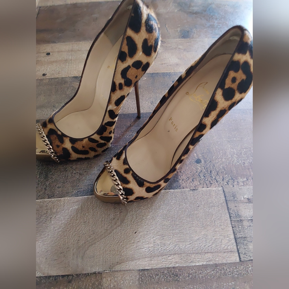 Christian Louboutin Metalipp 120 Pony Leopard Shoes